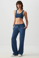 Ardene MADESOFT Fleece Low Rise Flare Sweatpants in Blue Current | Size | Polyester/Cotton