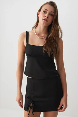 Ardene Linen Blend Micro Skirt with Bows in | Size | Cotton/Viscose