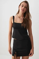Ardene Linen Blend Micro Skirt with Bows in | Size | Cotton/Viscose