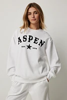 Ardene Destination Sweatshirt in White | Size Large | Polyester/Cotton | Fleece-Lined