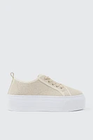 Ardene Canvas Platform Sneakers in Beige | Size 8 | Eco-Conscious