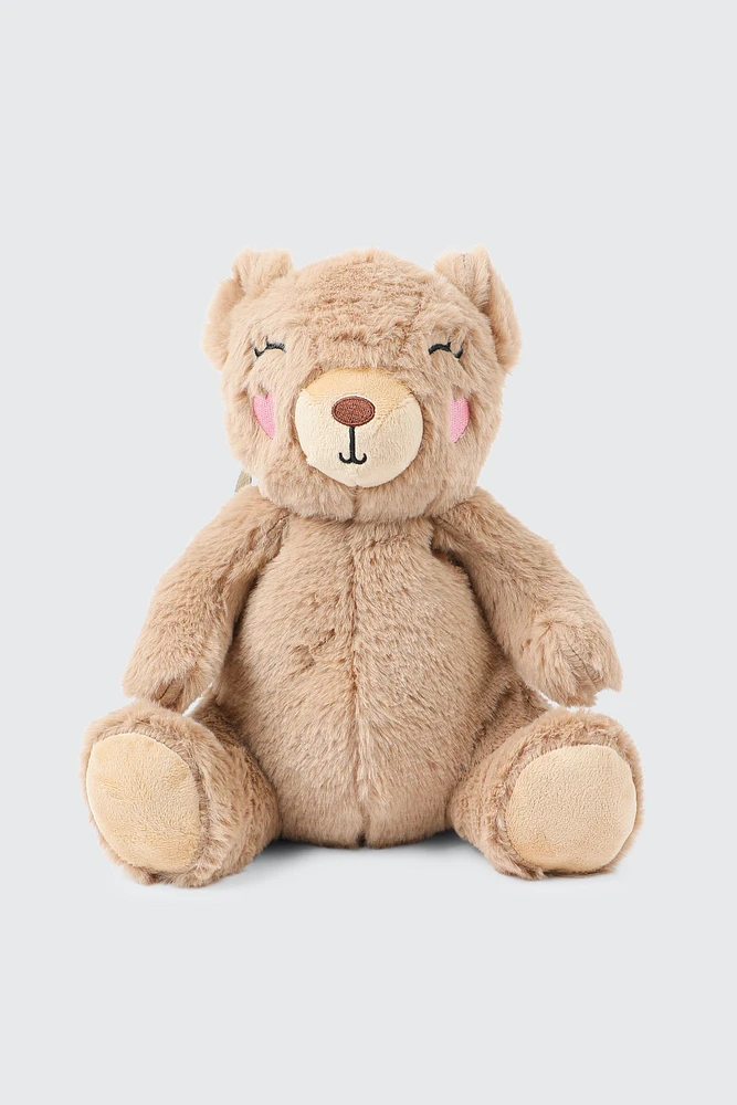 Ardene Kids Backpack with Animal Plushie in Beige | Polyester
