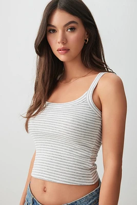 Ardene Basic Ribbed Scoop Neck Tank Top in Light | Size | Cotton/Elastane | Eco-Conscious