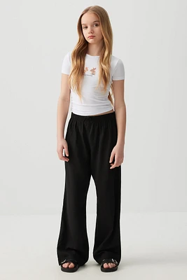 Ardene Kids Wide Leg Pants in Black | Size | Viscose