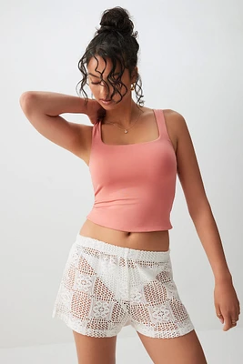 Ardene Basic Crop Double Layer Tank Top in Medium Pink | Size | Polyester/Elastane | Eco-Conscious