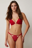 Ardene Lace Cheeky Panty Panty with Heart detail in | Size | Nylon/Elastane