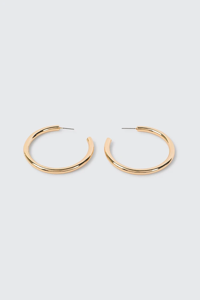 Ardene 14K Plated Tube Hoop Earrings in Gold | Stainless Steel