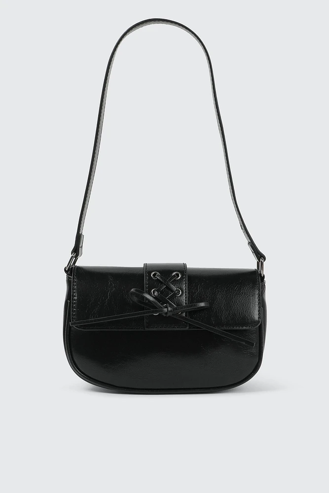 Ardene Shoulder Bag with Lace Up Detail in | 100% Recycled Polyester/Faux Leather | Eco-Conscious