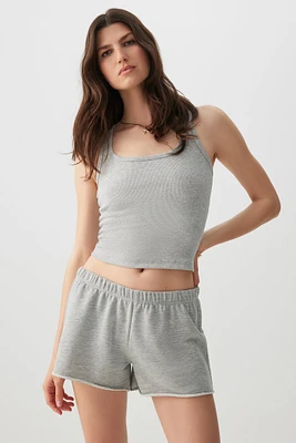 Ardene Basic Scoop Neck Tank Top in Grey | Size Large | Cotton/Elastane | Eco-Conscious