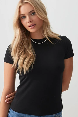 Ardene Basic Short Crew Neck T-Shirt in | Size | Cotton/Elastane | Eco-Conscious