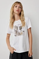 Ardene New York Neighborhood Graphic T-Shirt in White | Size | Cotton | Eco-Conscious