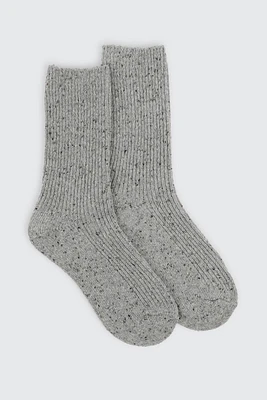 Ardene Speckled Boot Socks in Grey | Polyester/Spandex