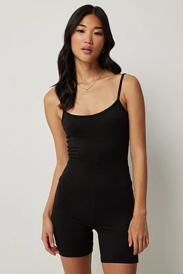 Ardene Basic Biker Short Romper in Black | Size | Polyester/Spandex | Eco-Conscious