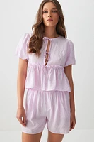 Ardene Pinstriped Boxer Shorts in Light Pink | Size | Polyamide/Viscose