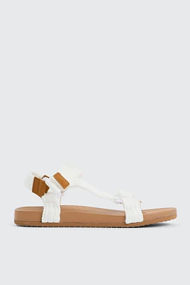 Ardene Strappy Sports Sandals in White | Size