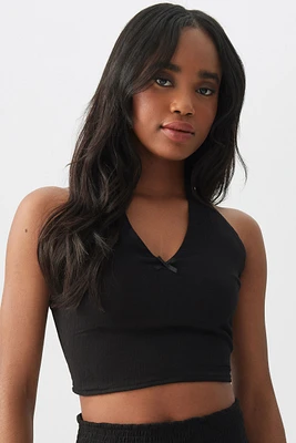 Ardene Plunge Halter Top in Black | Size | Rayon