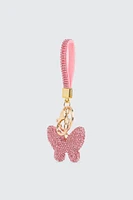 Ardene Rhinestone Butterfly Keychain in Light Pink
