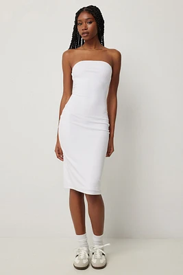 Ardene Midi Strapless Dress in White | Size 2XS | Polyester/Spandex