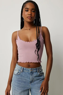 Ardene Basic Ultra Crop Seamless V-Neck Tank in Medium Purple | Size | Nylon/Elastane | Eco-Conscious