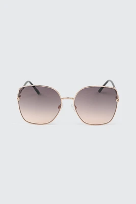 Ardene Oversized Square Sunglasses with Metal Frame in Gold