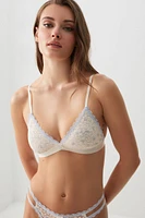 Ardene Everyday Lace Triangle Bralette in White | Size | Nylon/Elastane