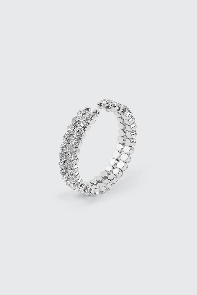 Ardene Two-Row Large Stone Bangle in Silver
