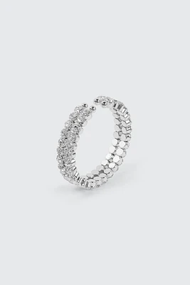 Ardene Two-Row Large Stone Bangle in Silver