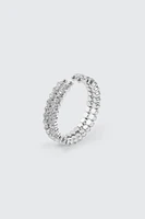 Ardene Two-Row Large Stone Bangle in Silver