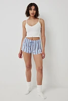 Ardene Printed Satin PJ Shorts in Light Blue | Size Large | Polyester/Spandex | Eco-Conscious