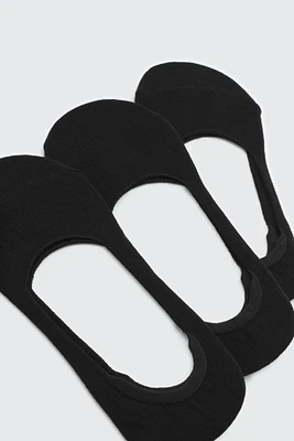 Ardene 3-Pack of Cotton Shoe Liners in Black | Polyester/Cotton/Elastane