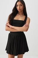 Ardene Square Neck Mini Dress in Black | Size | Rayon/Spandex