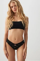 Ardene Lace Trim Cheeky Panty Panty in | Size | Polyester/Elastane | Eco-Conscious