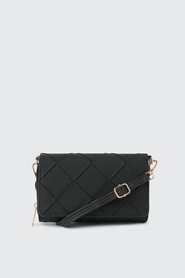Ardene Weaved Wallet in Black | 100% Recycled Polyester/Faux Leather | Eco-Conscious
