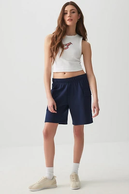 Ardene French Terry Cargo Sweatshorts in Dark Blue | Size | Polyester/Cotton | Eco-Conscious