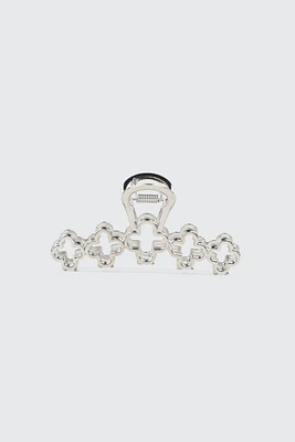 Ardene Clover Hair Claw in Silver