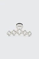Ardene Clover Hair Claw in Silver