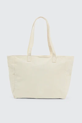 Ardene Large Canvas Tote Bag in Beige | Polyester | Eco-Conscious