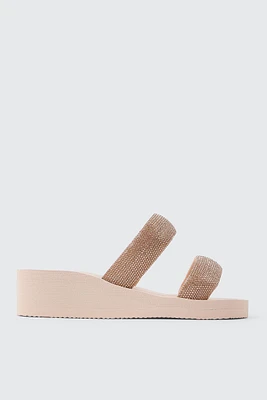 Ardene Embellished Wedge Sandals in Beige | Size