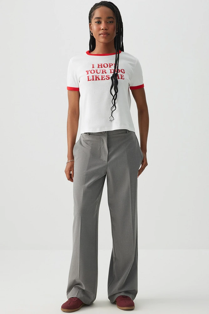 Ardene Mid Rise Baggy Trousers in Grey | Size | Polyester/Elastane/Viscose