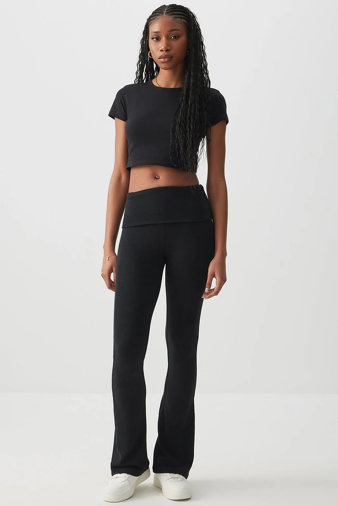 Ardene Foldover Flare Leggings in | Size | Cotton/Elastane