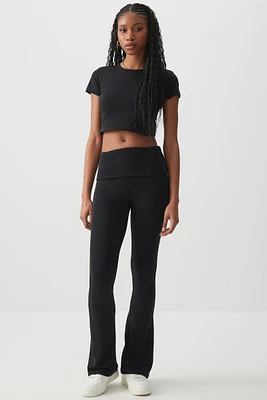 Ardene Foldover Flare Leggings in | Size | Cotton/Elastane