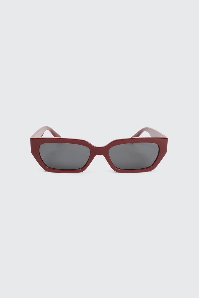 Ardene Rectangular Cat Eye Sunglasses in Red