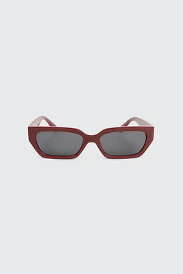 Ardene Rectangular Cat Eye Sunglasses in Red