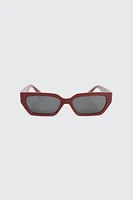 Ardene Rectangular Cat Eye Sunglasses in Red