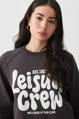 Ardene Teddy Bear Raglan Sweatshirt in Dark Grey | Size | Polyester/Cotton | Fleece-Lined