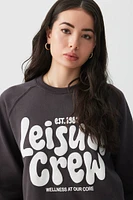 Ardene Teddy Bear Raglan Sweatshirt in Dark Grey | Size | Polyester/Cotton | Fleece-Lined