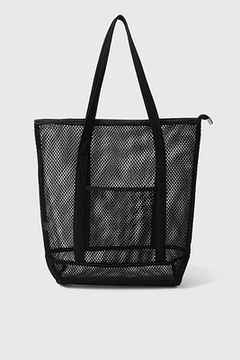 Ardene Mesh Tote Bag in Black | Polyester