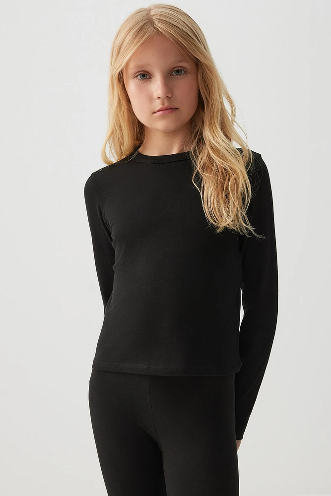 Ardene Kids Long Sleeve T-Shirt in Black | Size | Cotton/Elastane | Eco-Conscious