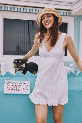 Ardene Low Neck Mini Dress in White | Size XS | 100% Cotton