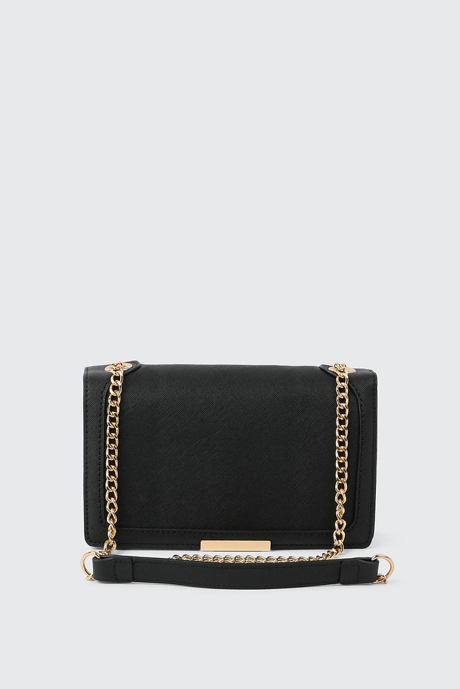 Ardene Chain Strap Crossbody Bag in | 100% Recycled Polyester/Faux Leather | Eco-Conscious